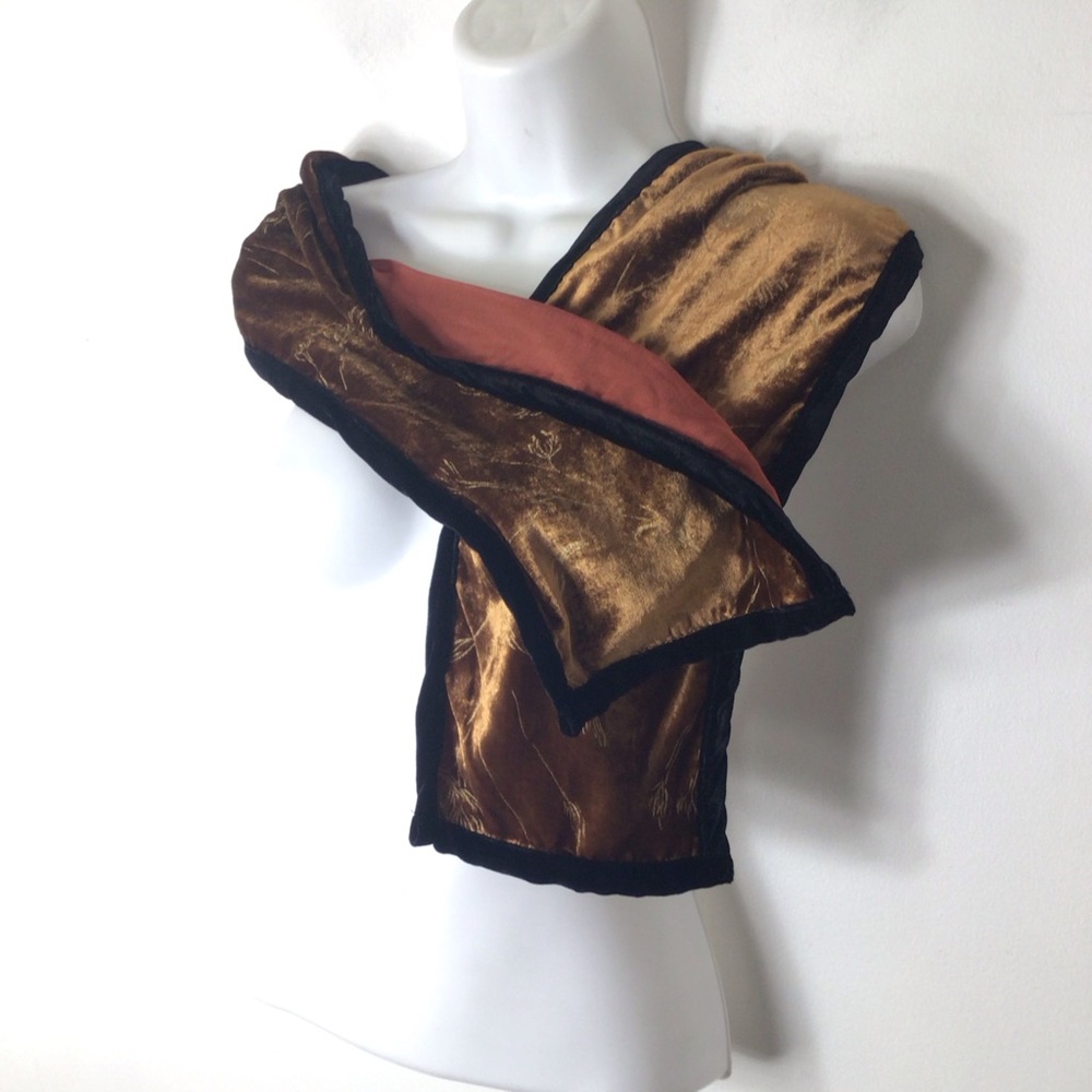 Lillie Rubin Rust and Black Scarf Saldarini silk